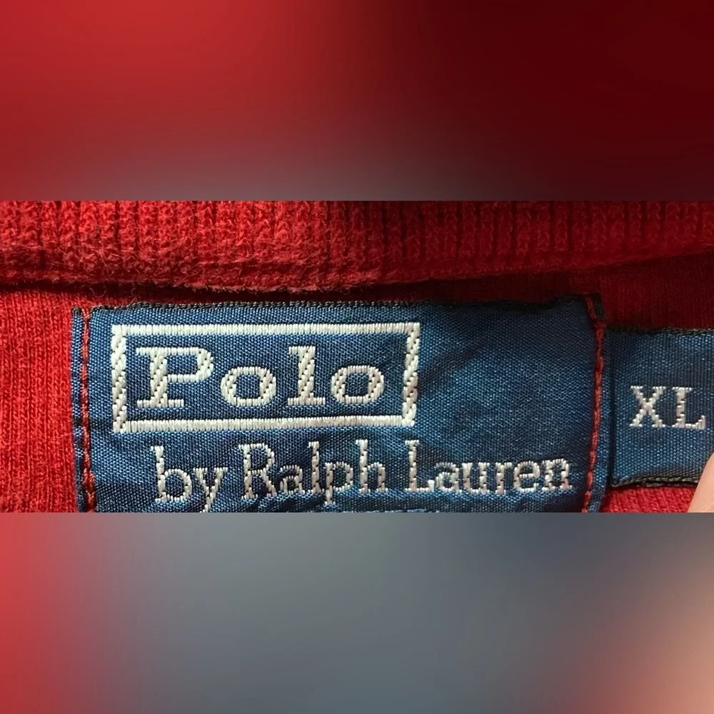 Polo Ralph Lauren Sweater Mens XL Red 1/4 Zip Pullover Collared Mock Neck